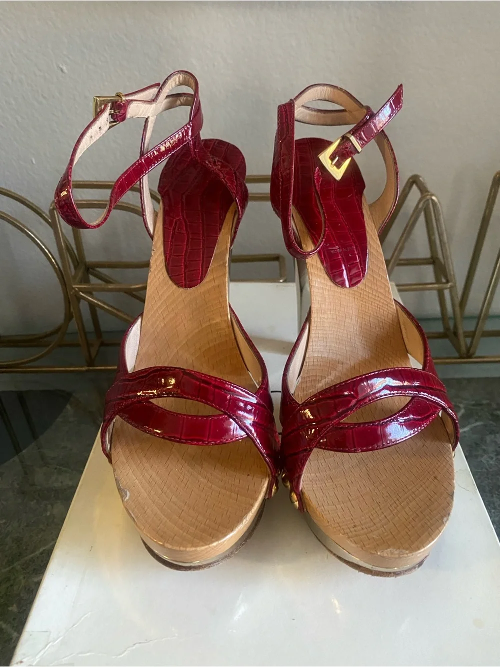 Stunning $640 Vintage Casadei Rockodrill Fragola  Platform Heels ~ 37